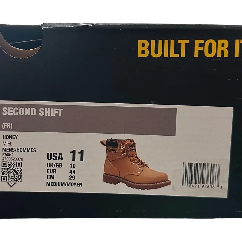 Caterpillar Second Shift Work Boots Men's Size 11 Honey Tan Soft Toe P70042